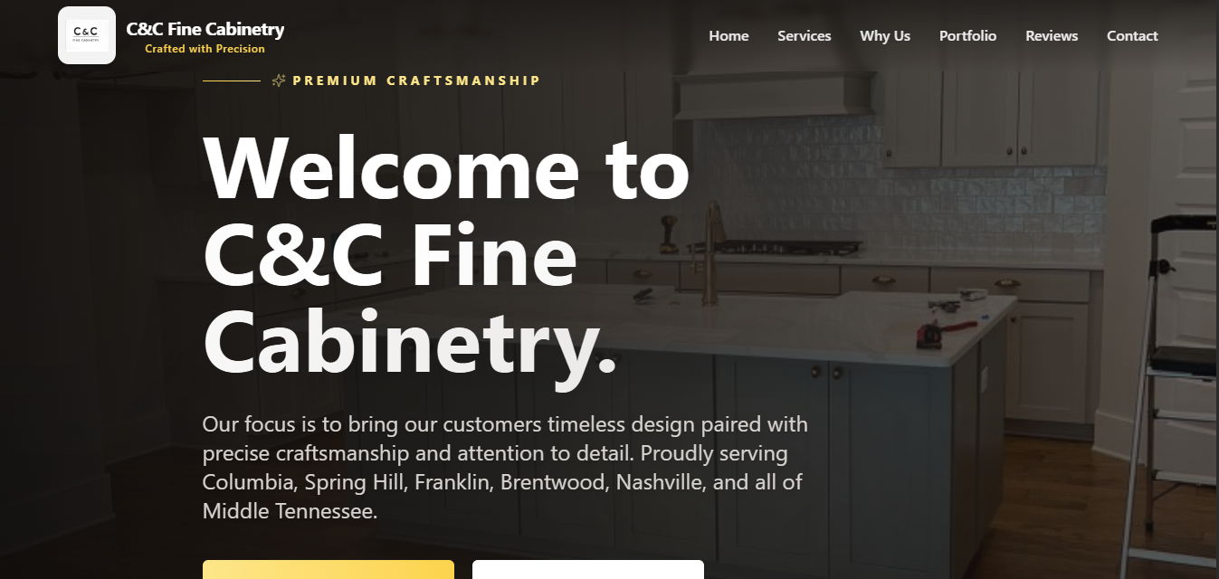 C&C Fine Cabinetry website screenshot