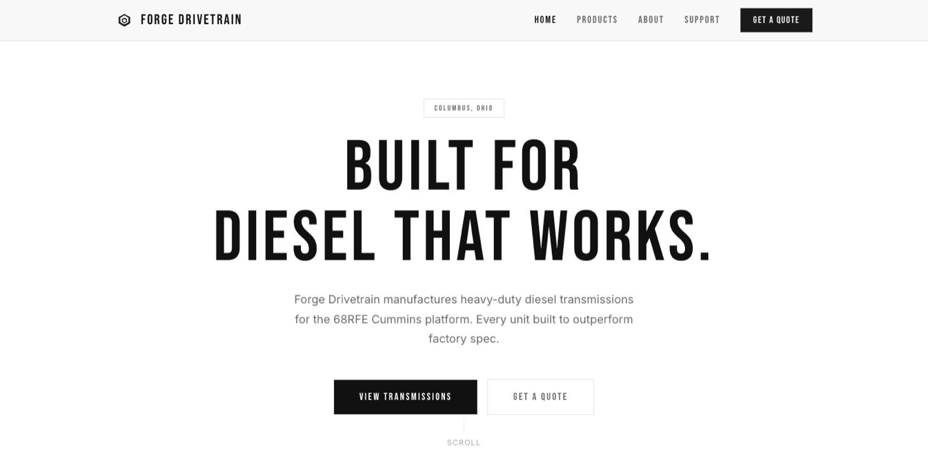Forge Drivetrain website screenshot