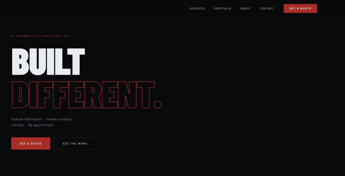 TP Customs LLC website screenshot